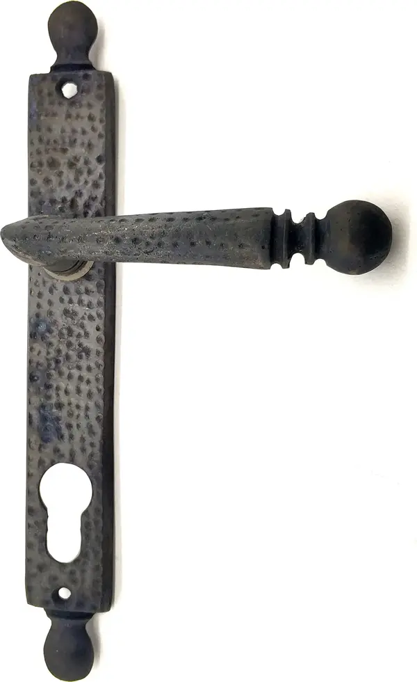 Antika Tarz Dekoratif Pirinç Misket WC Banyo Kapı Kolu - 245x34 mm, Oksit - Image 1