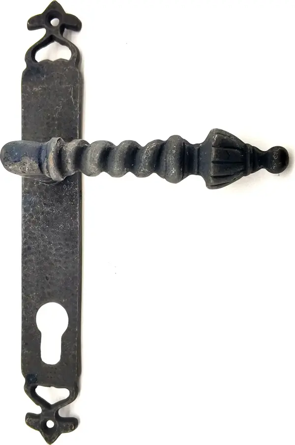 Antika Tarz Dekoratif Pirinç Burma Yale Kapı Kolu - 247x35 mm, Oksit - Image 1