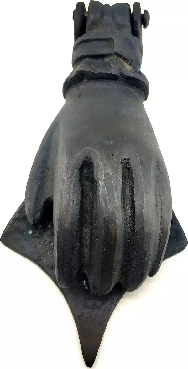 Antika Tarz Dekoratif Pirinç El Kapı Tokmağı, Taktak - 167x75 mm, Oksit - Image 1