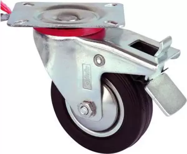 Servis Tekeri - Tablalı Frenli Siyah Döner - Çap 125 mm - Image 1