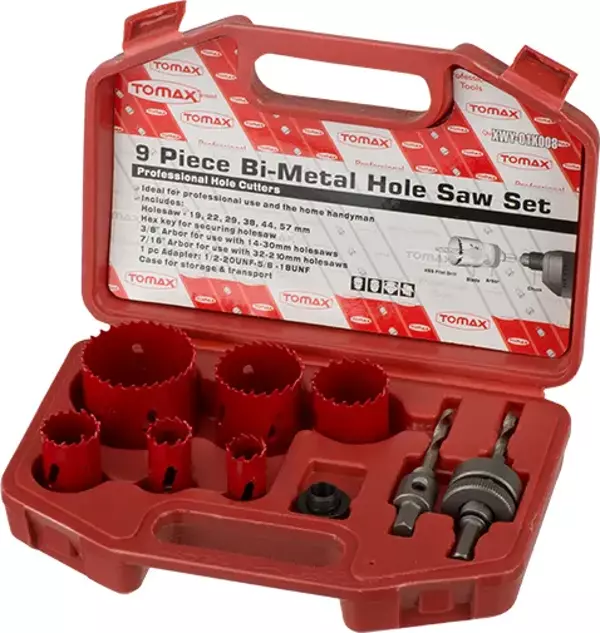 Tomax Bi-Metal Panç Takımı - 13`lü set (19-64 mm), Ahşap İçin, Çantalı - Image 1
