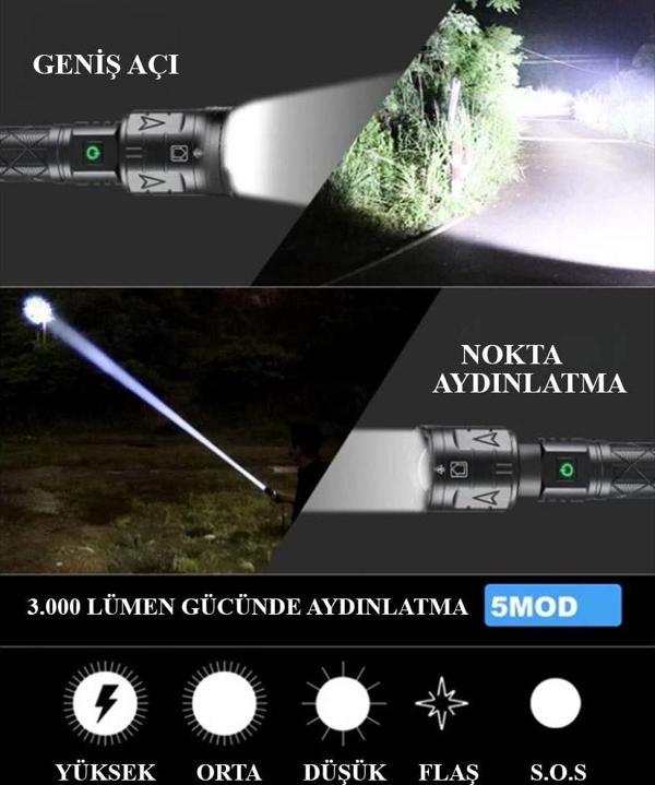 3000 LÜMEN GÜÇLÜ EL FENERİ WATTON WT-604 - Image 1