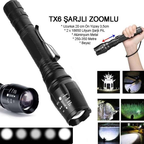 Profesyonel Tx6 Şarjlı Zoomlu El Feneri Watton Wt-241 - Image 1