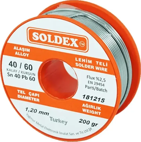 Soldex 40-60 Lehim Teli 200 Gr 1.6 mm- Sn:40 / Pb:60 - Image 1