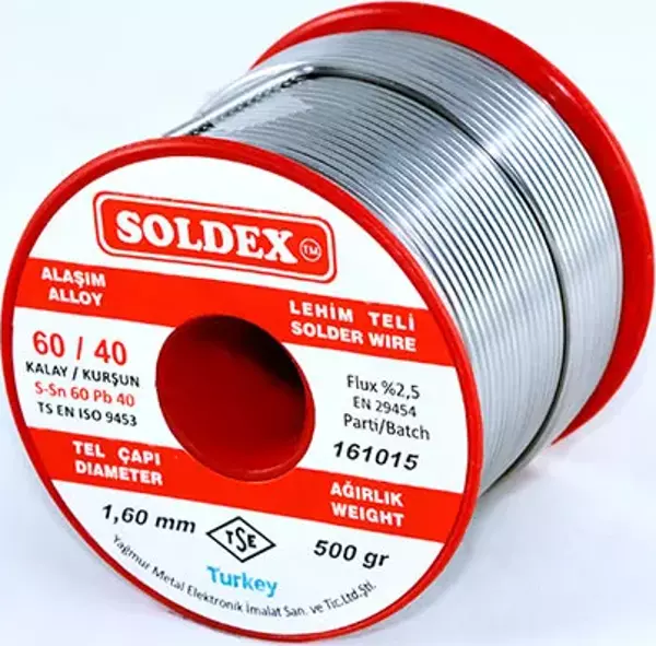 Soldex 60-40 Lehim Teli 500 Gr 2 mm - Sn:60 / Pb:40 - Image 1