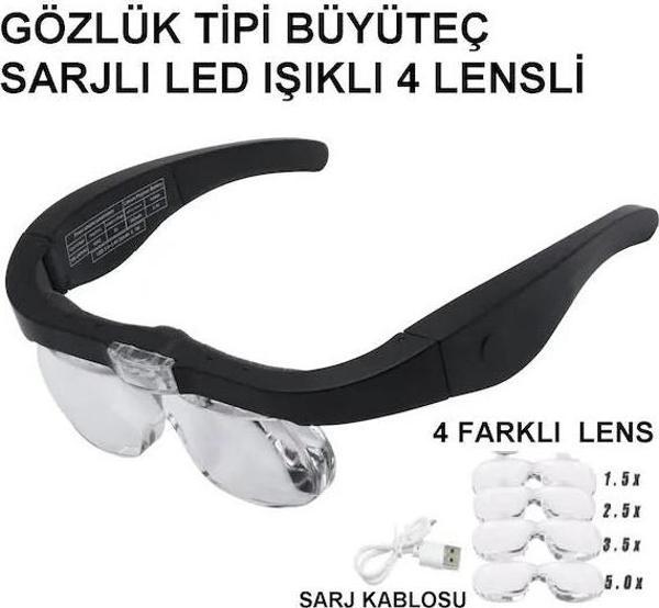Şarjlı Gözlük Büyüteç 4 Farklı Lens -11537Dc - Image 1