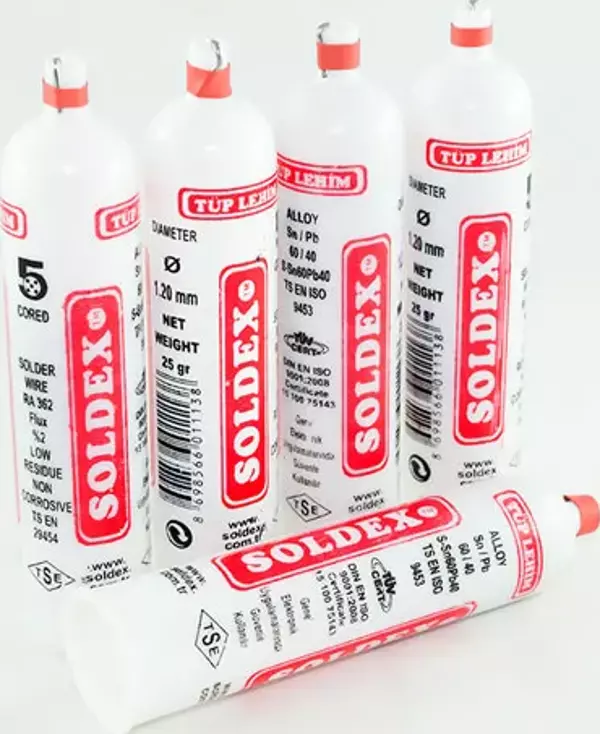 Soldex Tüp Lehim 1,2 mm 25 Gr - 5 Kanallı, Sn:60 / Pb:40 - Image 1