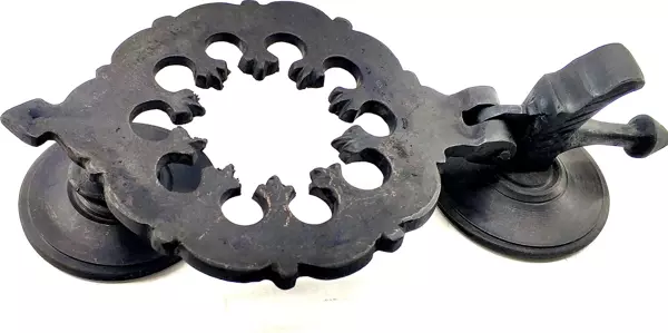 Antika Tarz Dekoratif Pirinç Osmanlı Kapı Tokmağı, Taktak - 265x75mm, Oksit - Image 1