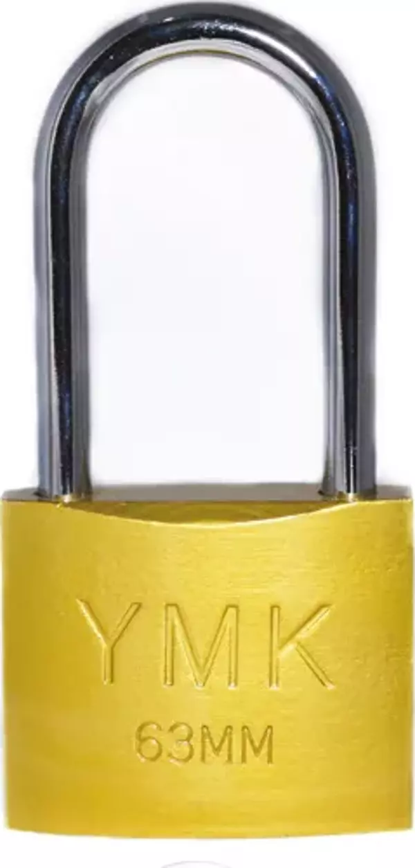 YMK Eko Sarı Boyalı Uzun Kancalı Asma Kilit 63mm - Image 1