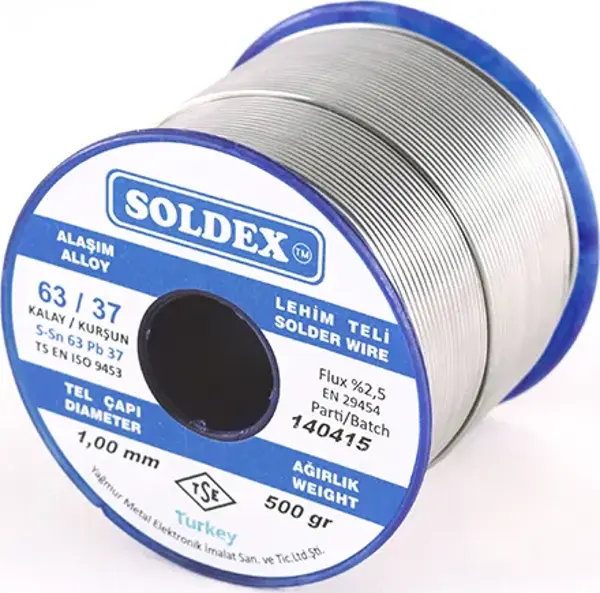 Soldex 63-37 Lehim Teli 500 Gr 1 mm - Sn:63 - Pb:37 - Image 1