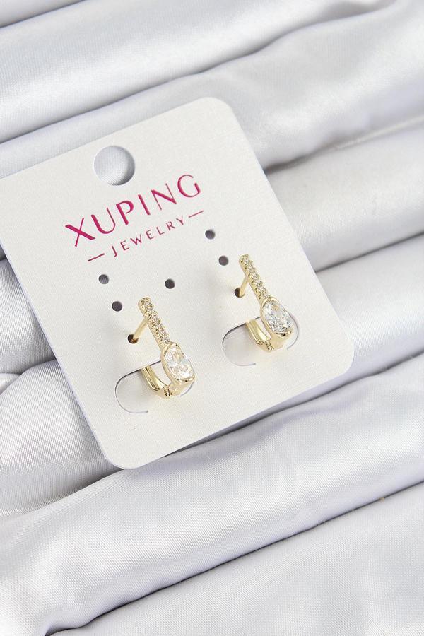 Xuping Zirkon Taşlı I Model Gold Renk Kadın Küpe - EBJ250705W36316 - Image 1