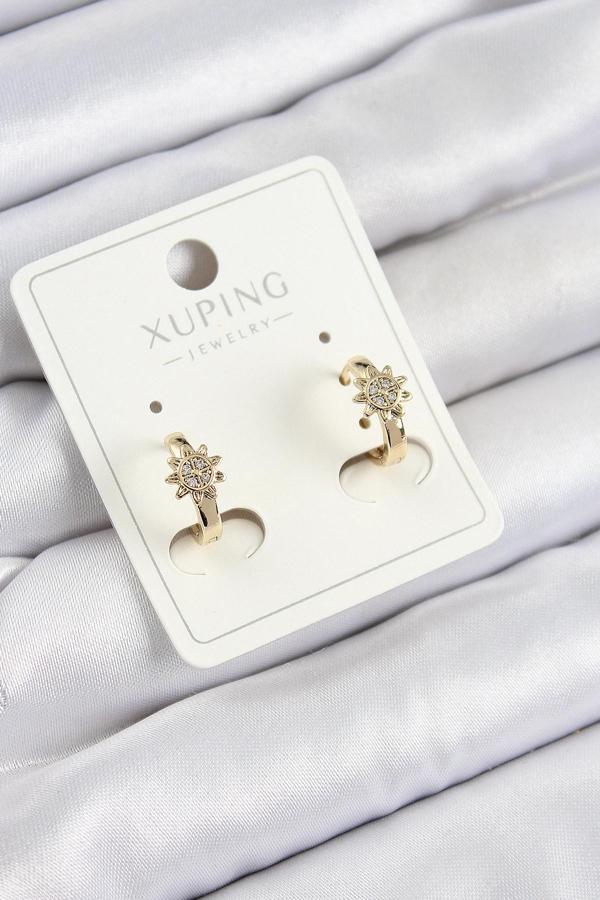 Xuping Zirkon Taşlı Çiçek Model Gold Renk Kadın Küpe - EBJ250705W36323 - Image 1
