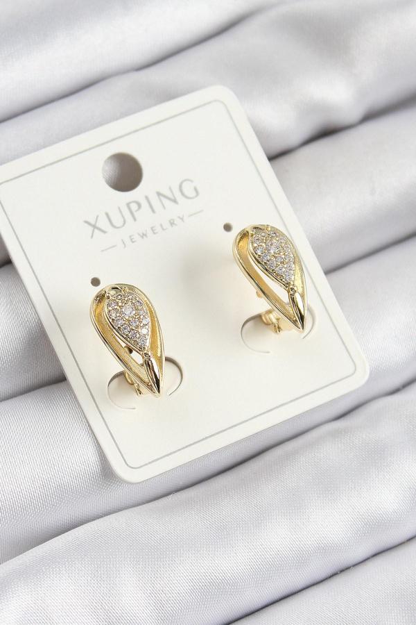 Xuping Zirkon Taşlı Damla Model Gold Renk Kadın Küpe - EBJ250705W36318 - Image 1