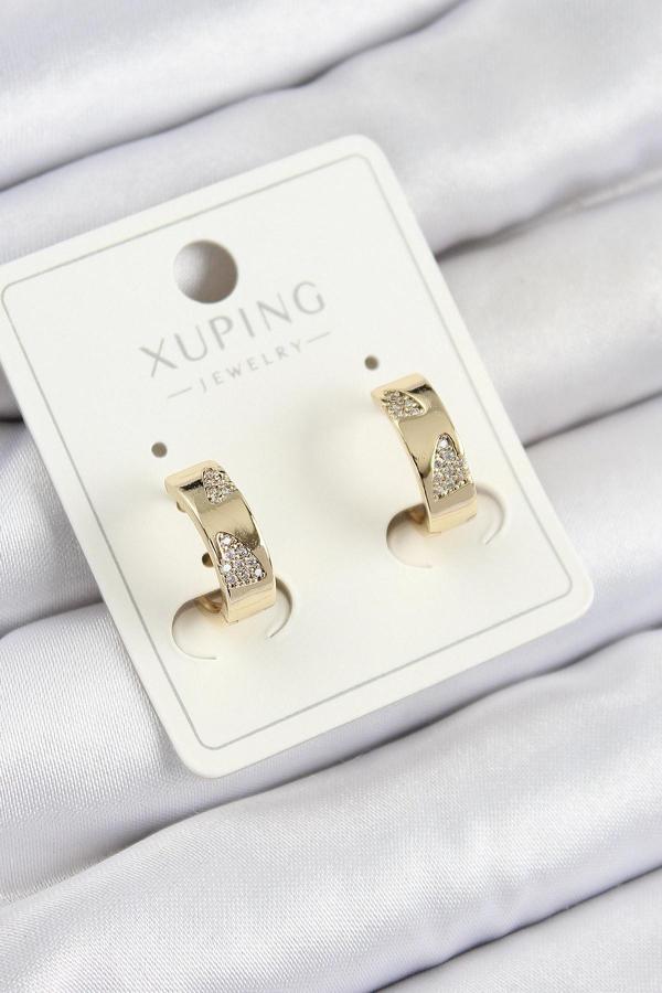 Xuping Zirkon Taşlı Desenli Halka Model Gold Renk Kadın Küpe - EBJ250705W36325 - Image 1