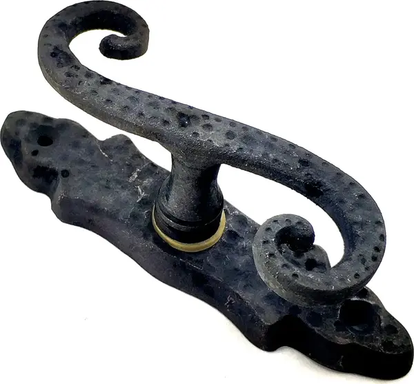 Antika Tarz Dekoratif Pirinç Kıvrık Pencere Kolu - 130x33 mm, Oksit - Image 1