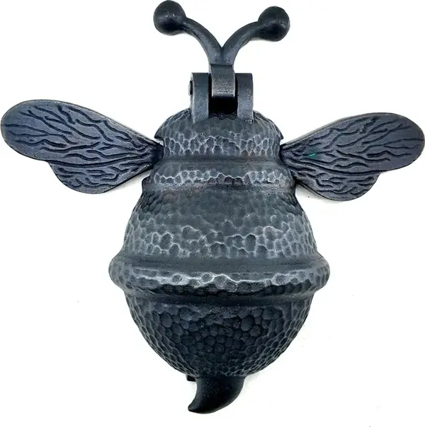 Antika Tarz Dekoratif Pirinç Arı Kapı Tokmağı, Taktak - Büyük, 163x150mm, Oksit - Image 1