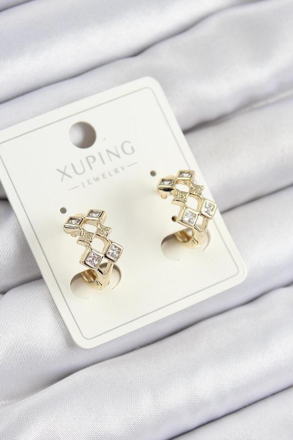 Xuping Zirkon Taşlı Baklava Model Gold Renk Kadın Küpe - EBJ250705W36329 - Image 1