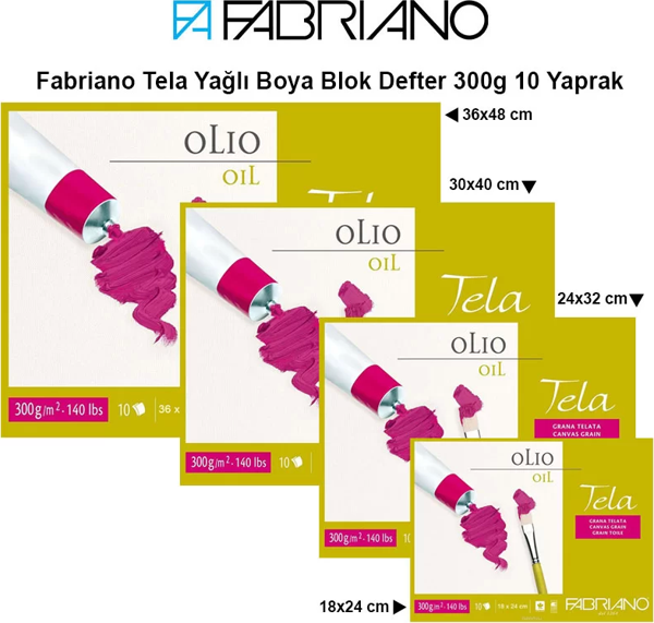 Fabriano Tela Yağlı Boya Blok Defter 300g 10 Yaprak - Image 1