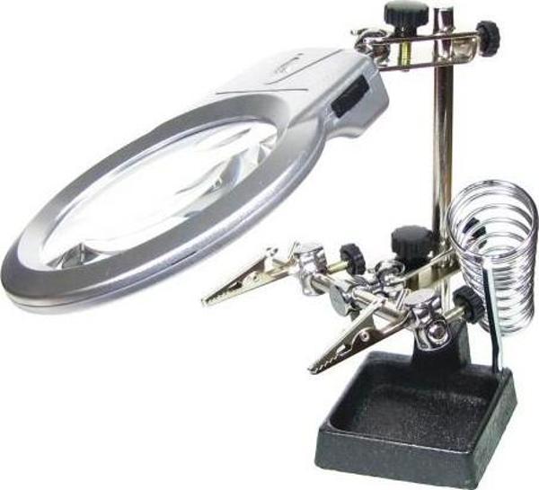 Ayarlanabilir Başlıklı Elektronikçi Yardım Lehim Standı Ile Ledli Büyüteç - Image 1
