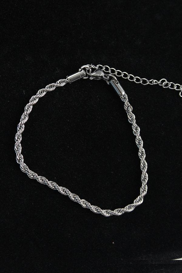Halat Model Gümüş Renk Erkek Bileklik - EBJ250705W36420 - Image 1