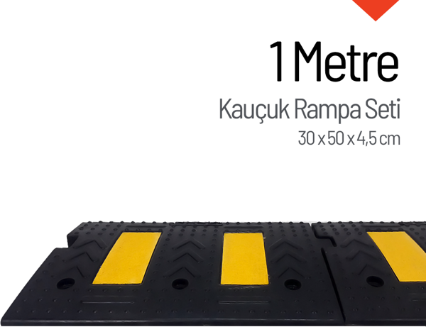 Kauçuk Rampa Set, Otopark Rampası, Kaldırım Rampası 30 x 50 x 4,5 cm 1 Metre - Image 1