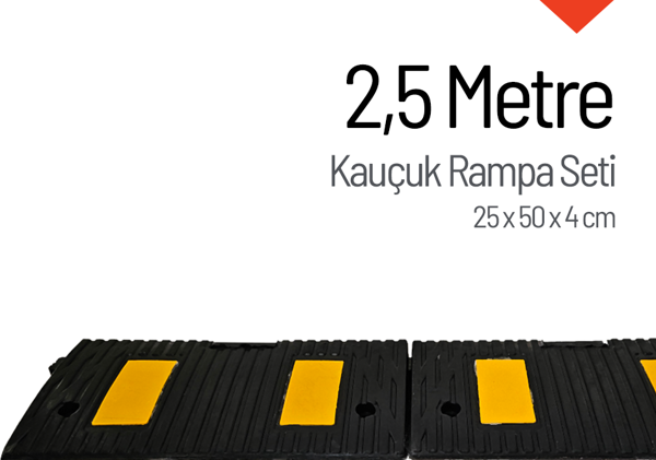 Kauçuk Rampa, Otopark Rampası, Kaldırım Rampası 25 x 50 x 4 cm 2,5 Metre - Image 1