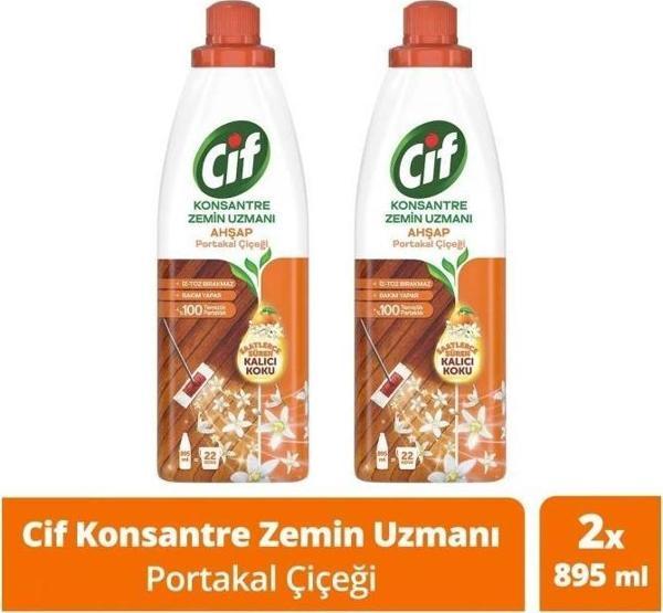 Cif Konsantre Zemin Uzmanı Ahşap Portakal Çiçeği %100 Temizlik Ve Parlaklık 895 ml 2adet - Image 1