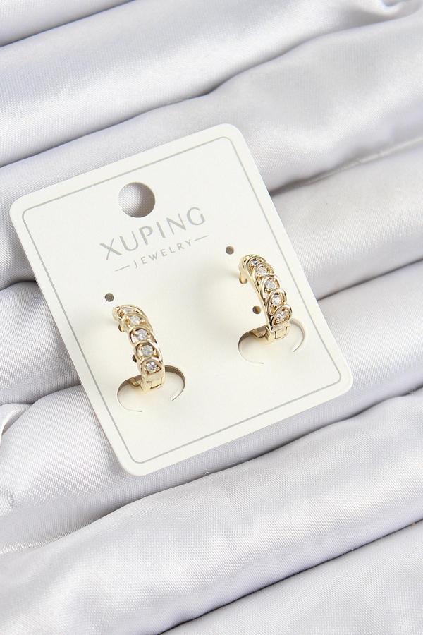 Xuping Zirkon Taşlı Ardışık Model Gold Renk Kadın Küpe - EBJ250705W36327 - Image 1