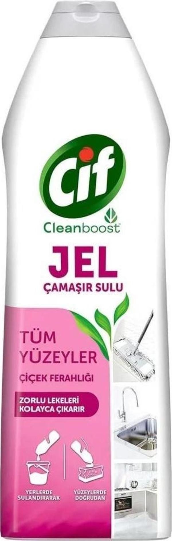 Cif Jel Yüzey Temizleyici Cleanboost Tüm Yüzeyler için Leke Çıkarıcı Çamaşır Sulu Çiçek Ferahlığı 750 ml - Image 1