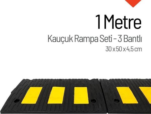 Kauçuk Rampa Set, Otopark Rampası, Kaldırım Rampası 30 x 50 x 4,5 cm - 3 Bantlı - 1 Metre - Image 1