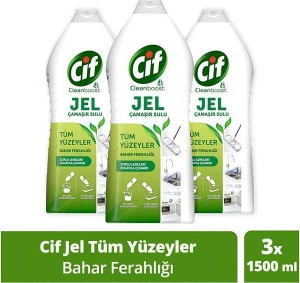 Cif Jel Yüzey Temizleyici Tüm Yüzeyler Bahar Ferahlığı Çamaşır Suyu Katkılı 3 Adet - Image 1