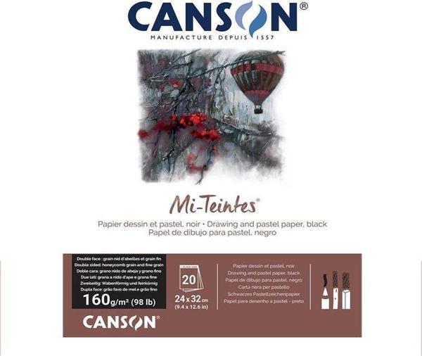 Canson Mi-Teintes Pastel Defteri 160g 24x32cm 20 Yaprak Black - Image 1