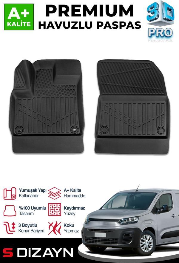 S-Dizayn Fiat Doblo Panelvan 3D Pro Havuzlu Paspas Ön 2'Li 2023 Üzeri A+ Kalite - Image 1