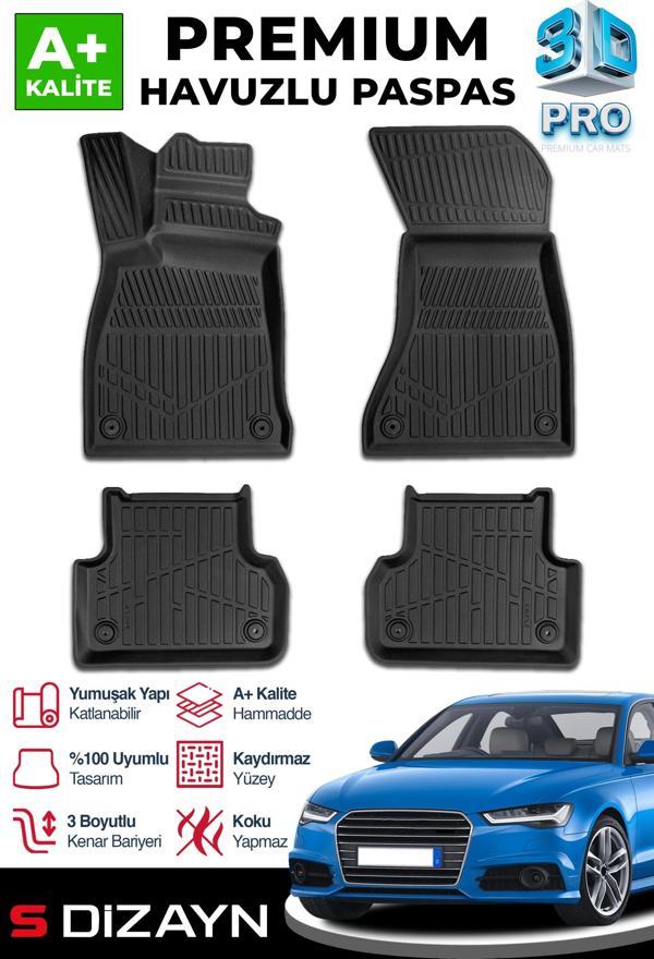 S-Dizayn Audi A4 3D Pro Havuzlu Paspas 2016 üzeri A+ Kalite - Image 1
