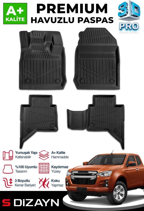 S-Dizayn Isuzu D-Max 3D Pro Havuzlu Paspas 2019 Üzeri A+ Kalite - Image 1