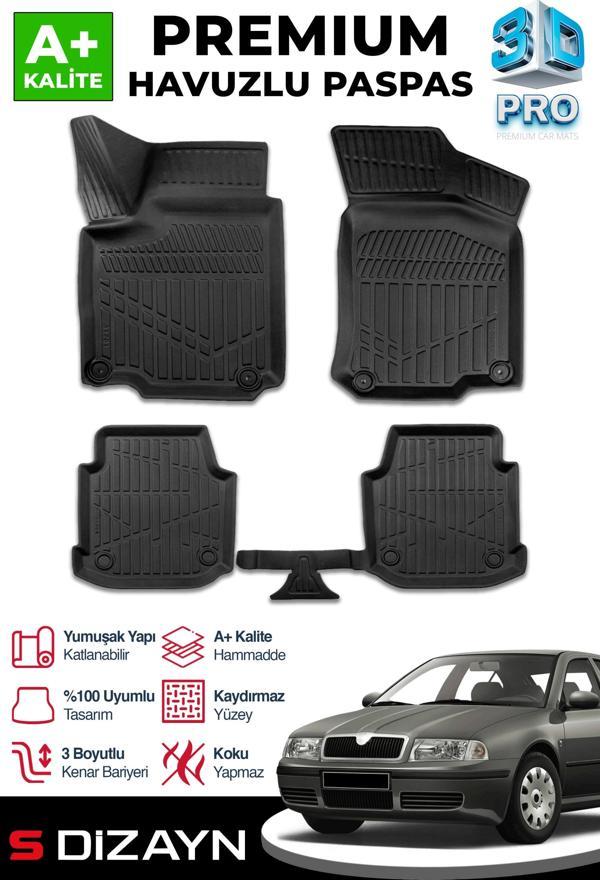 S-Dizayn Skoda Octavia 3D Pro Havuzlu Paspas 1999-2006 A+ Kalite - Image 1