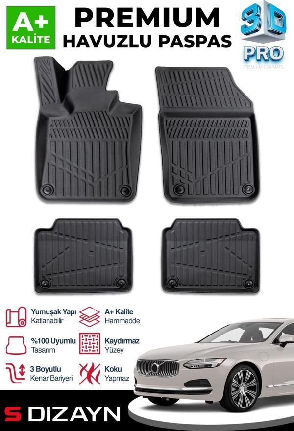 S-Dizayn Volvo S90 Plug-IN 3D Pro Havuzlu Paspas 2024 Üzeri A+ Kalite - Image 1