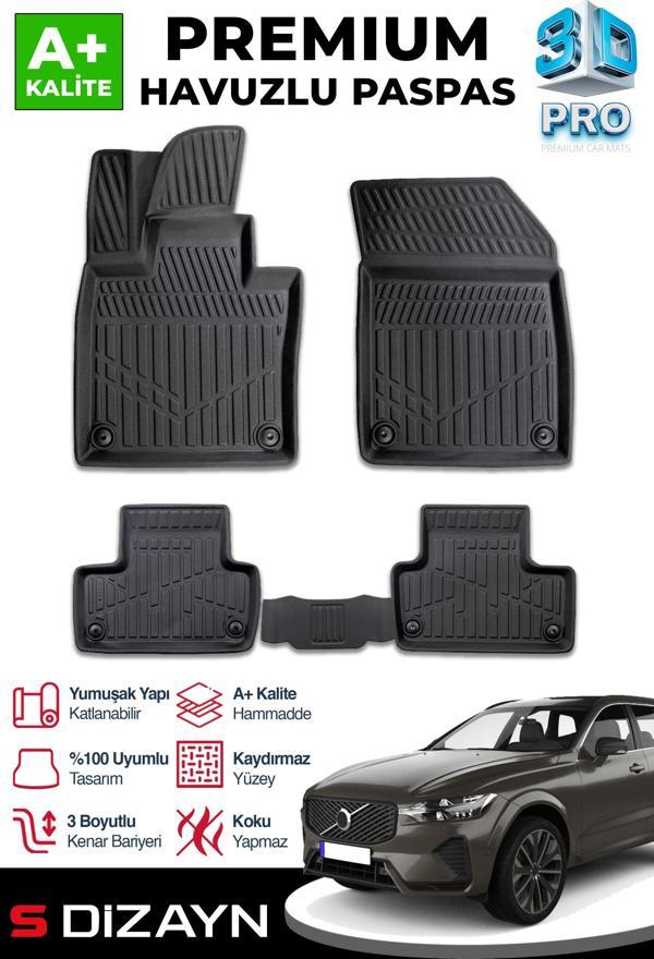 S-Dizayn Volvo XC60 Plug-IN 3D Pro Havuzlu Paspas 2024 Üzeri A+ Kalite - Image 1