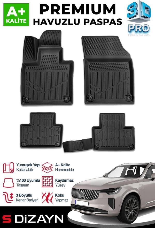 S-Dizayn Volvo XC90 Plug-IN 3D Pro Havuzlu Paspas 2024 Üzeri A+ Kalite - Image 1