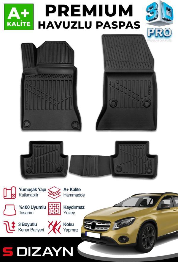 S-Dizayn Mercedes GLA 3D Pro Havuzlu Paspas 2014-2019 A+ Kalite - Image 1