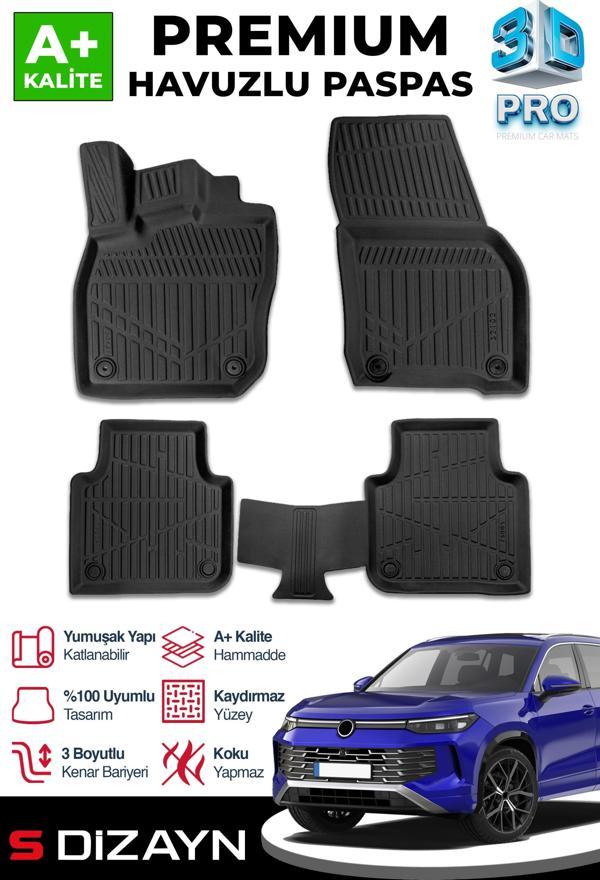 S-Dizayn VW Tayron 3D Pro Havuzlu Paspas 2025 Üzeri A+ Kalite - Image 1