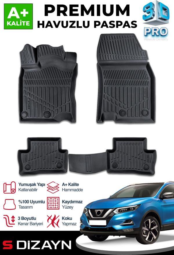 S-Dizayn Nissan Qashqai 3D Pro Havuzlu Paspas 2013-2021 A+ Kalite - Image 1