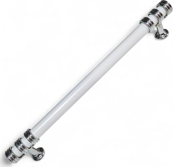 Nesli Alüminyum Metal Lüks Modern Mobilya Çekmece Mutfak Dolabı Kulpu Beyaz-Krom 128mm - Image 1