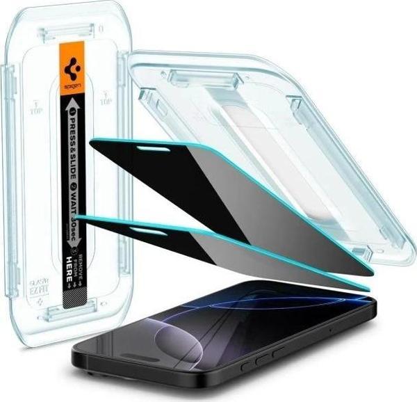 Spigen Temperli Cam Ekran Koruyucu [GlasTR EZ FIT - Privacy] iPhone 15 Plus - Image 1