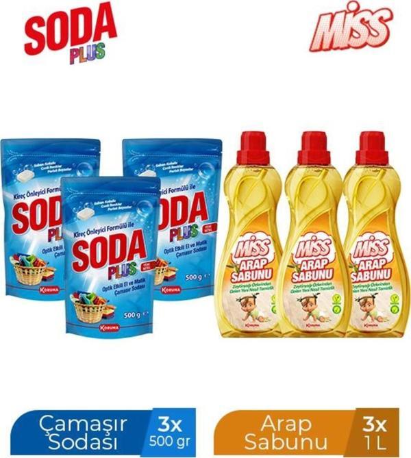 Miss Arap Sabunu 1000 Ml X 3 Adet + Soda Plus 500 Ml X 3 Adet - Image 1