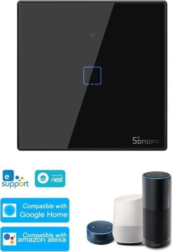 Sonoff T3Eu1C-Tx Wifi Dokunmatik Akıllı Anahtar | Alexa , Google , Nest , Echo , Echo Dot , Tap | Si - Image 1