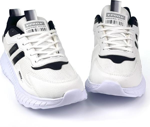 Unisex Beyaz Siyah Bağcıklı Esnek Hafif Günlük Sneaker Spor Ayakkabı - Image 1