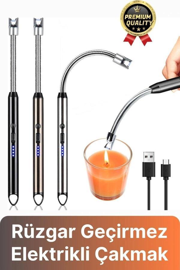 Özel Üretim Fonksiyonel USB Şarj Edilebilir Rüzgar Geçirmez Alevsiz Kamp Mum Metal Elektrikli Çakmak - Image 1