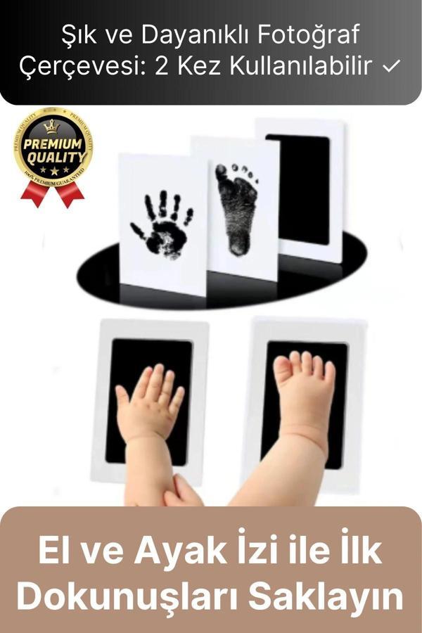 Özel Seri Mürekkepsiz 2 Kullanımlık Evcil Hayvan Bebek El Ayak İzi Fotoğraf Hatıra Çerçevesi Seti - Image 1
