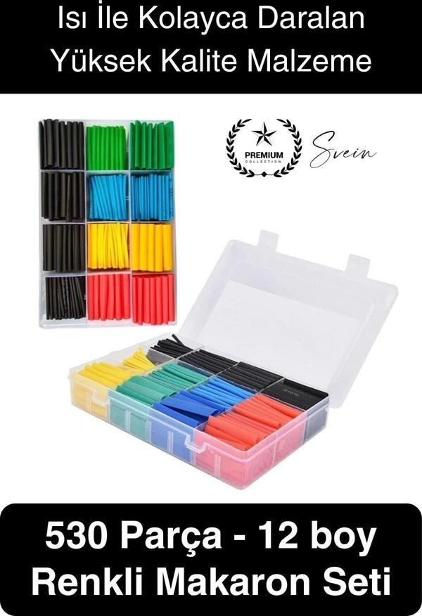 Premium Kutulu 12 Boy 530 Adet Set Renkli Isıyla Daralan Makaron Elektrik Kablosu Birleştirici Tamir - Image 1